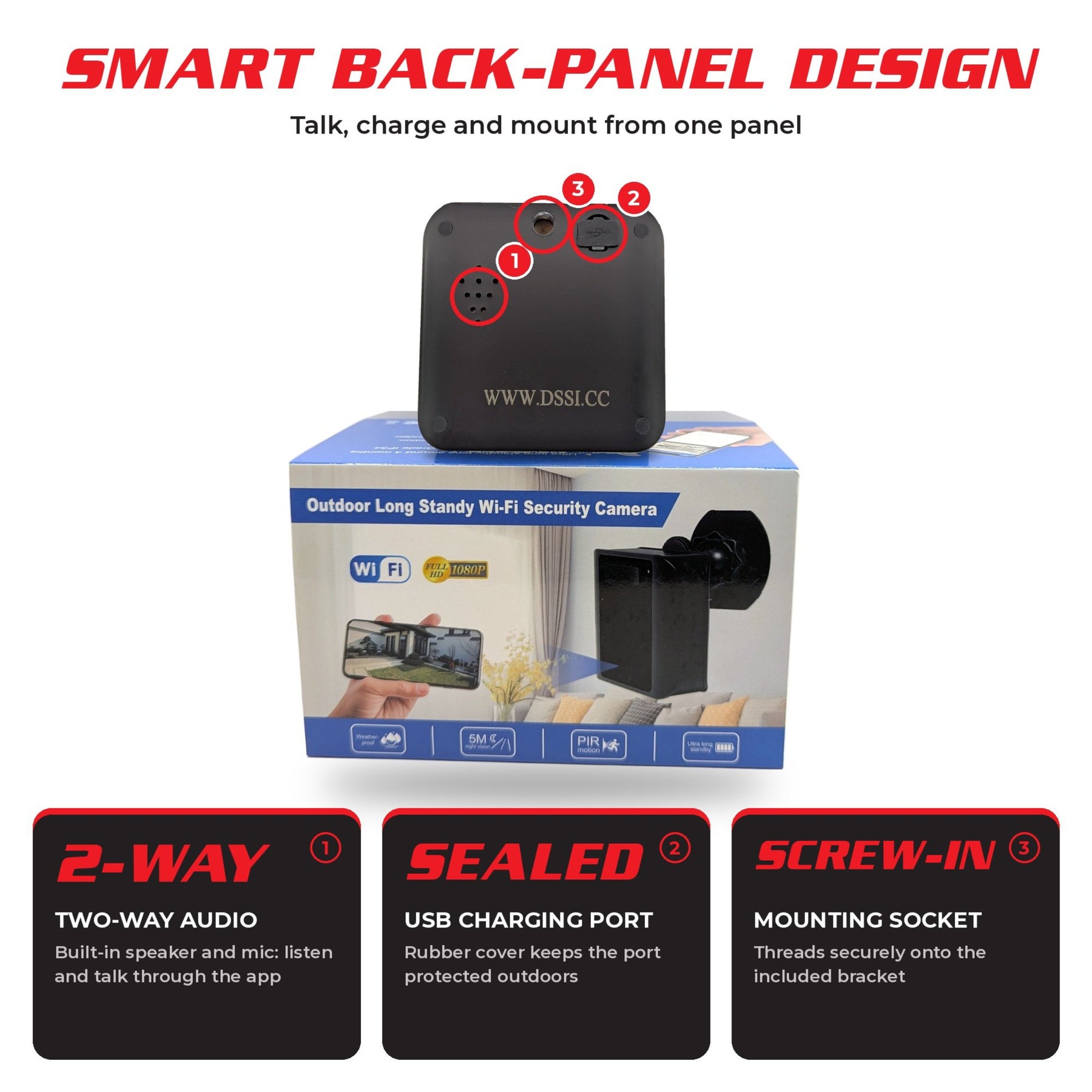 Outdoor WiFi Security Camera 1080P - Night Vision, Two-Way Audio