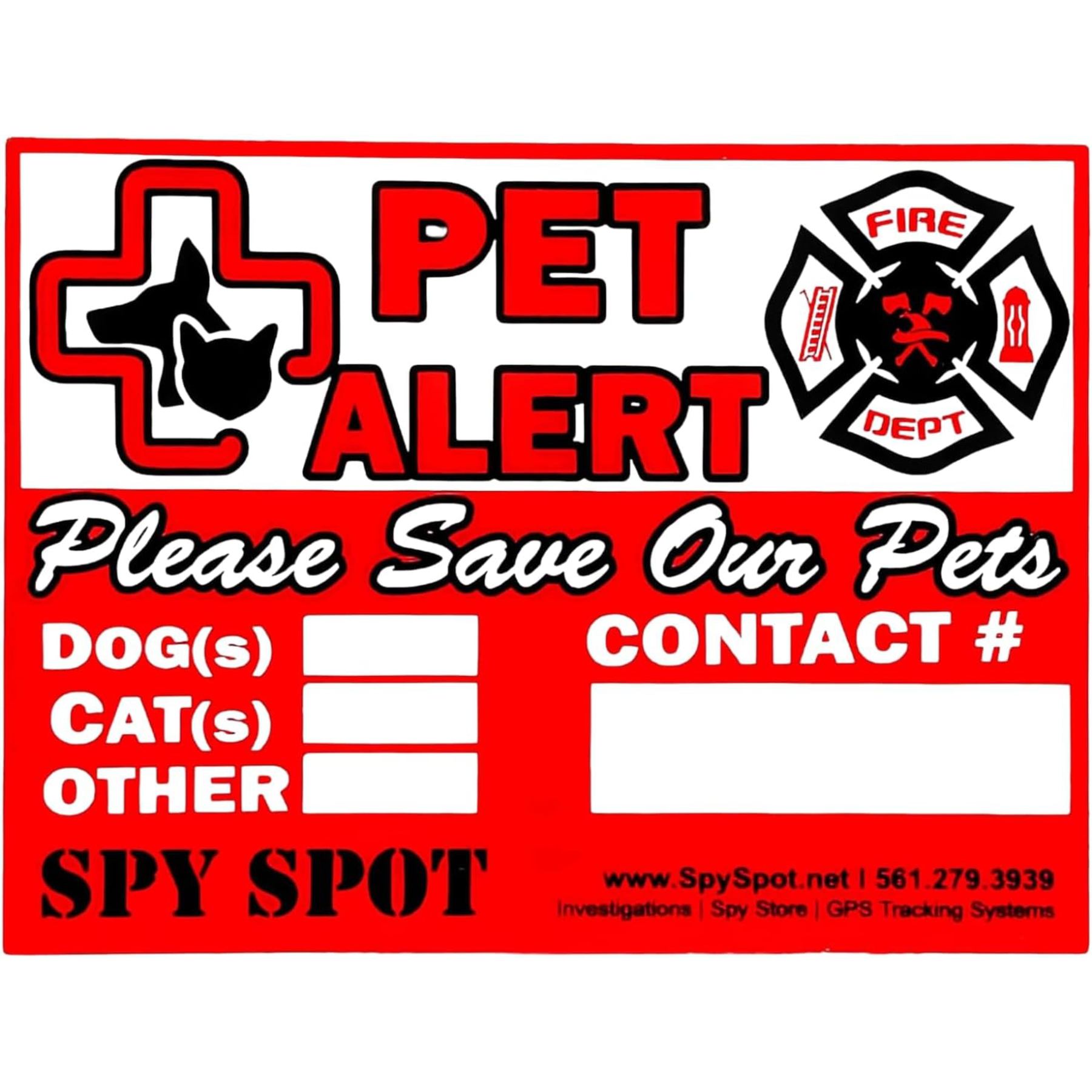 Pet Alert Stickers for Emergency Rescue, 4" x 3", Pack of 6