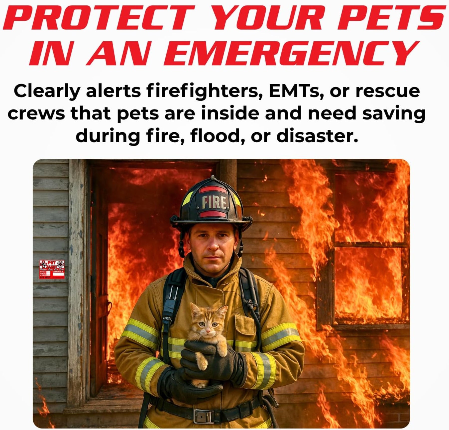 Pet Alert Stickers for Emergency Rescue, 4" x 3", Pack of 6