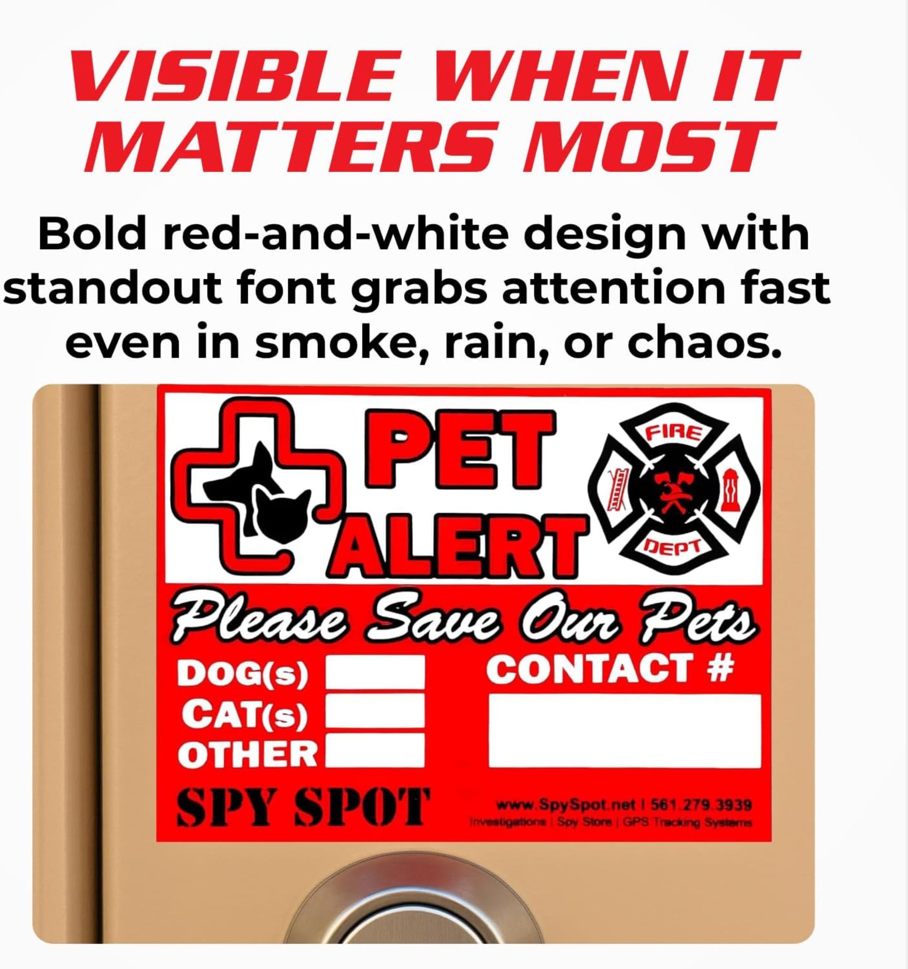 Pet Alert Stickers for Emergency Rescue, 4" x 3", Pack of 6