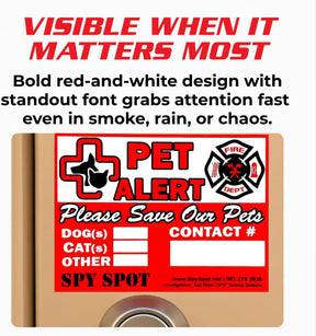 Pet Alert Stickers for Emergency Rescue, 4" x 3", Pack of 6