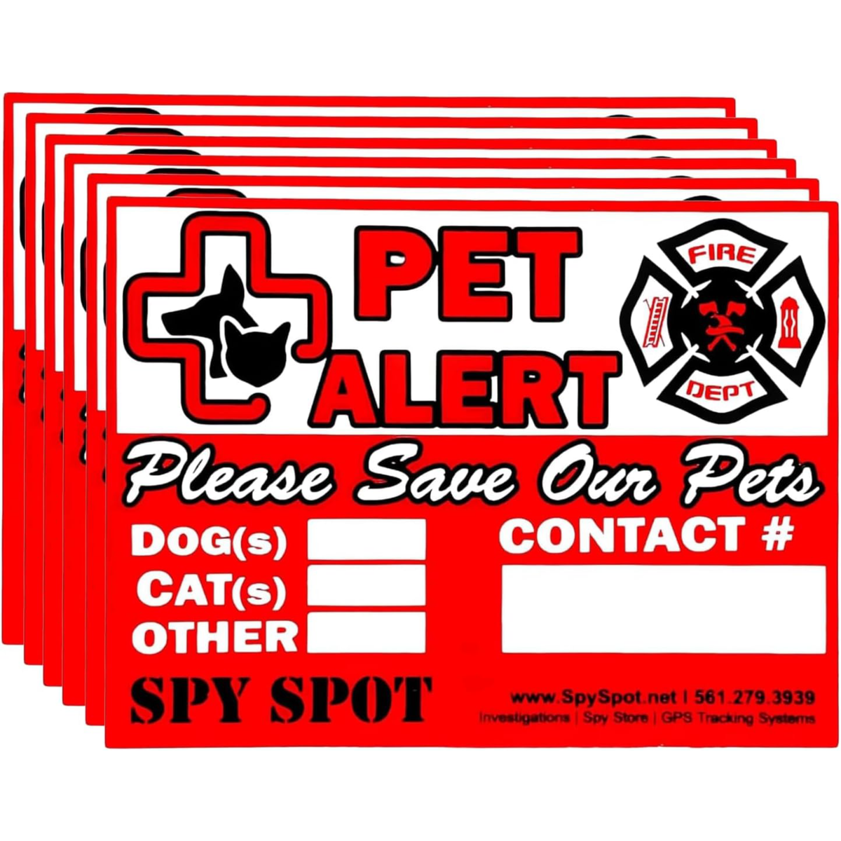 Pet Alert Stickers for Emergency Rescue, 4" x 3", Pack of 6