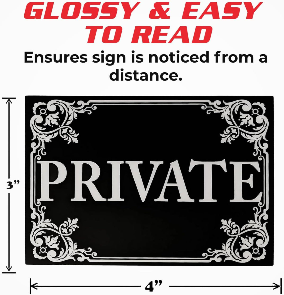 Private Door Sign Stickers - 4"x3" Vinyl Decal - Pack of 2