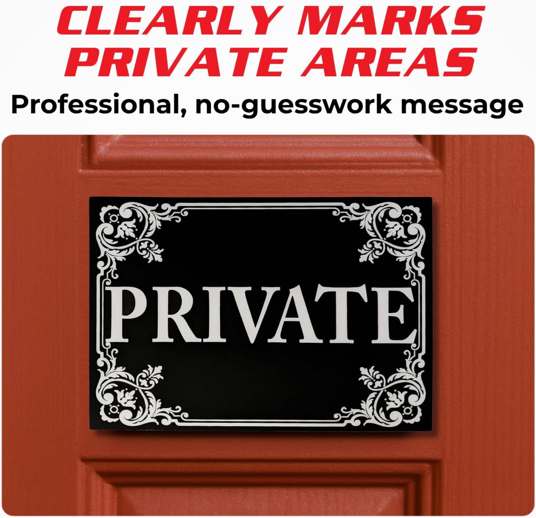 Private Door Sign Stickers - 4"x3" Vinyl Decal - Pack of 2
