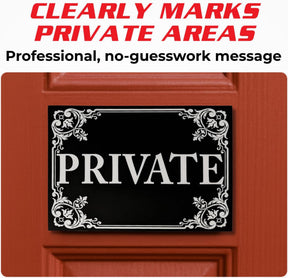 Private Door Sign Stickers - 4"x3" Vinyl Decal - Pack of 2
