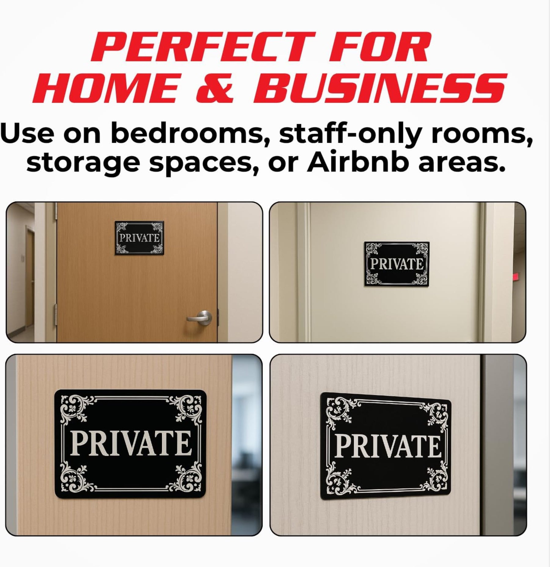 Private Door Sign Stickers - 4"x3" Vinyl Decal - Pack of 2