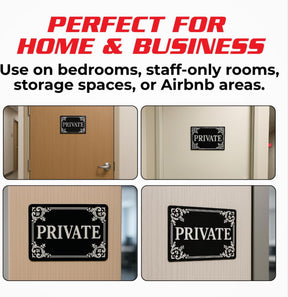 Private Door Sign Stickers - 4"x3" Vinyl Decal - Pack of 2