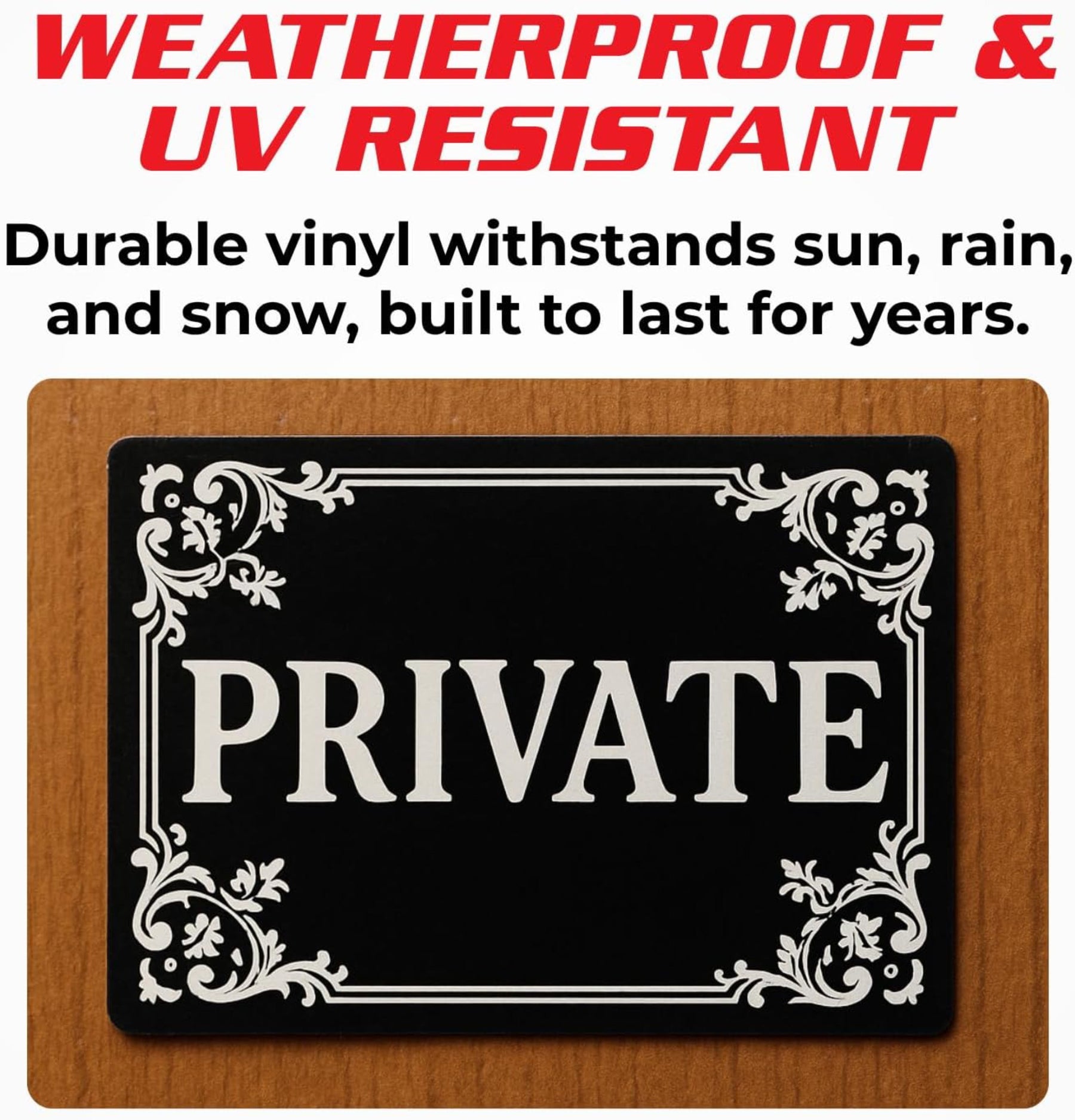 Private Door Sign Stickers - 4"x3" Vinyl Decal - Pack of 2