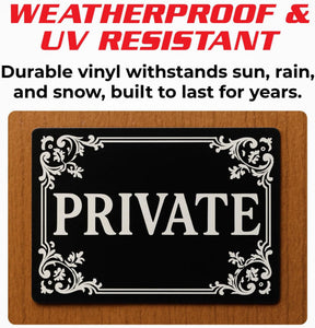 Private Door Sign Stickers - 4"x3" Vinyl Decal - Pack of 2