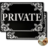 Private Door Sign Stickers - 4"x3" Vinyl Decal - Pack of 2