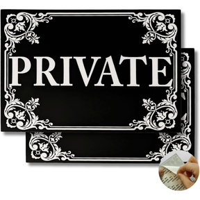Private Door Sign Stickers - 4"x3" Vinyl Decal - Pack of 2