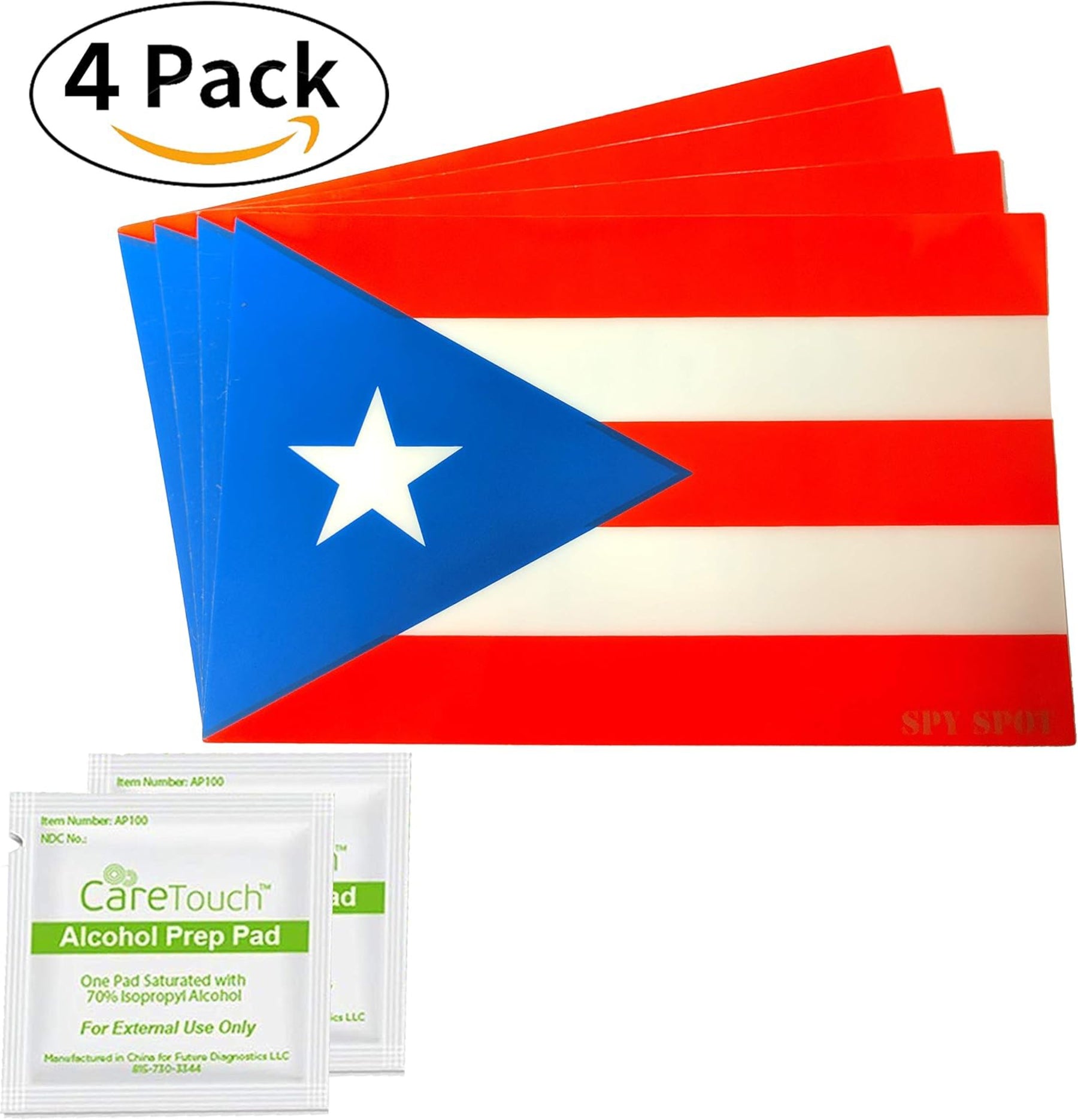Puerto Rico Flag Stickers 4" x 2.5" Vinyl Decals, Pack of 4