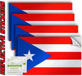 Puerto Rico Flag Stickers 4" x 2.5" Vinyl Decals, Pack of 4