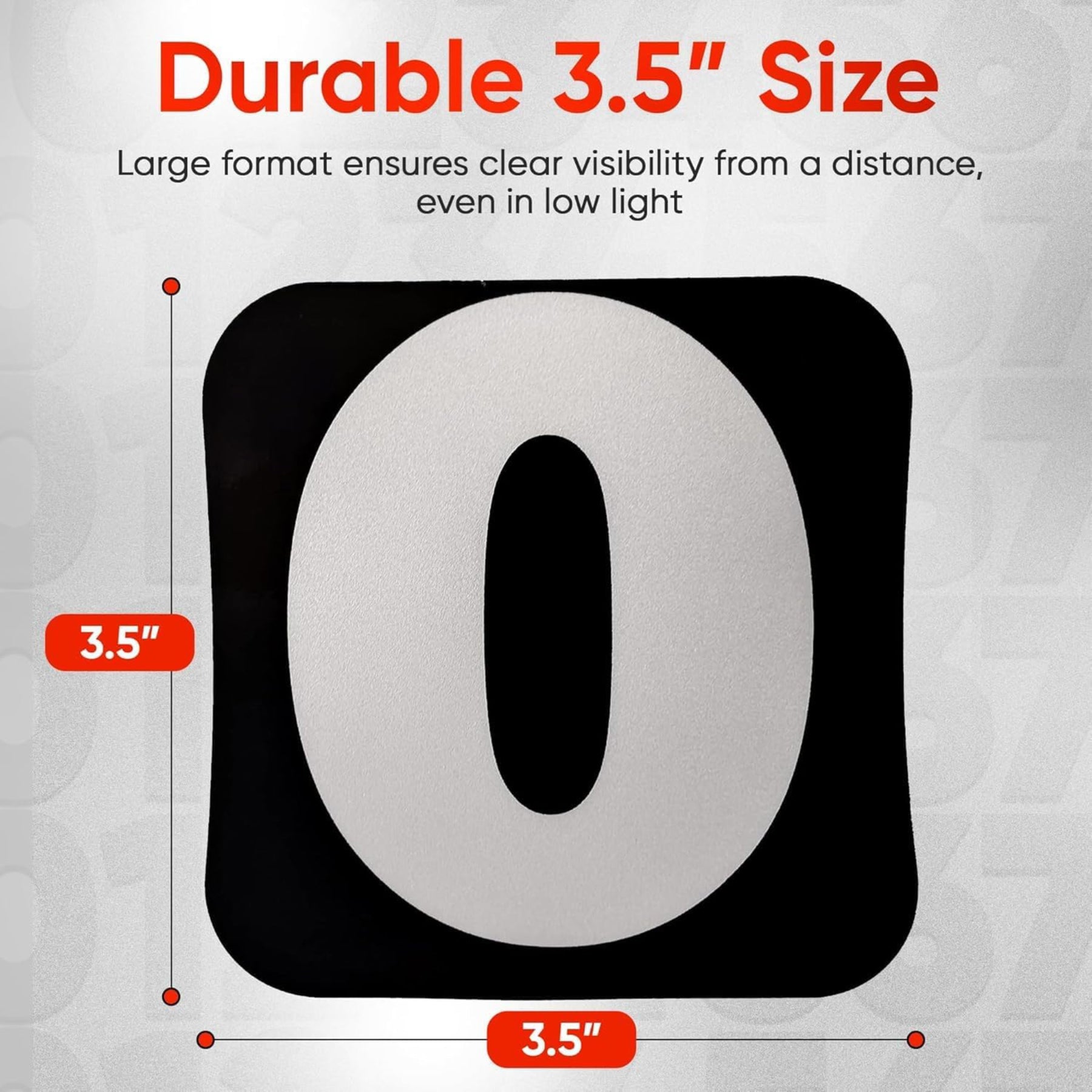 Reflective Mailbox Number Stickers 3.5" x 3.5" - White Vinyl 0-9