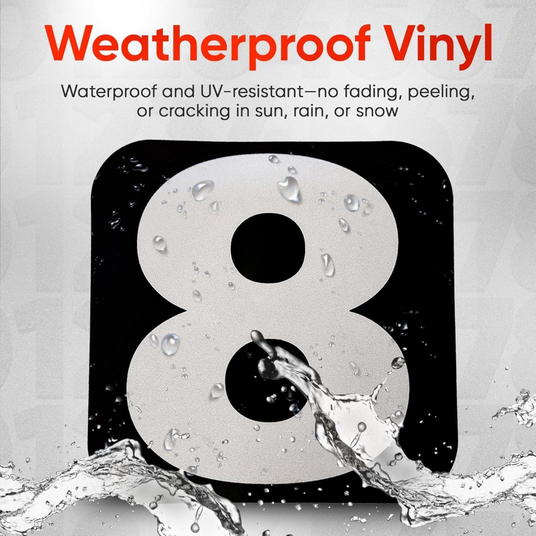 Reflective Mailbox Number Stickers 3.5" x 3.5" - White Vinyl 0-9