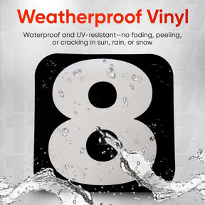Reflective Mailbox Number Stickers 3.5" x 3.5" - White Vinyl 0-9