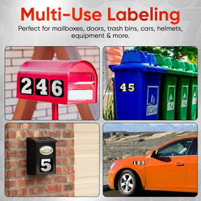 Reflective Mailbox Number Stickers 3.5" x 3.5" - White Vinyl 0-9