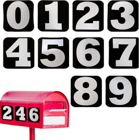 Reflective Mailbox Number Stickers 3.5" x 3.5" - White Vinyl 0-9