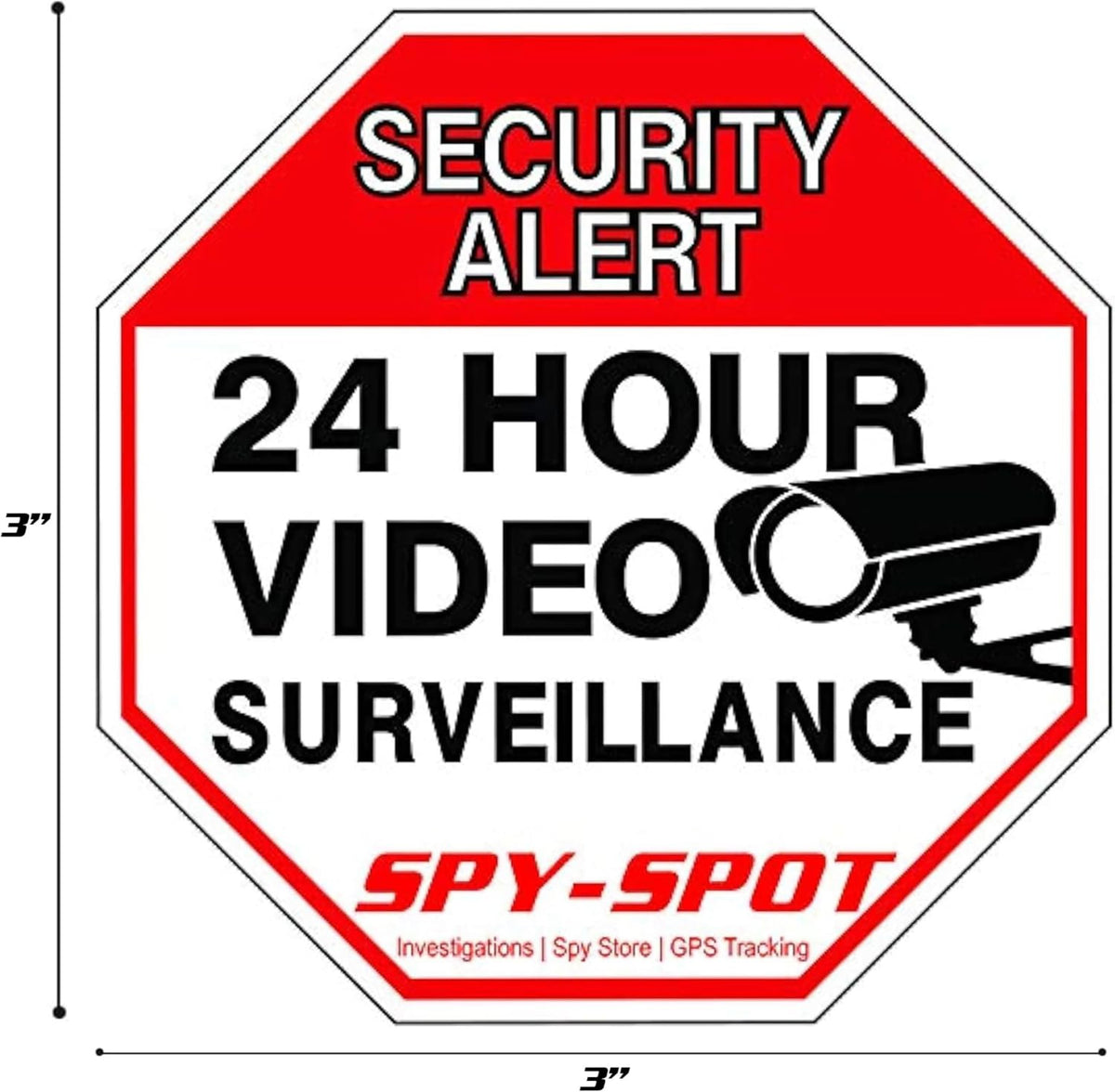 Security Camera Decals 3x3 Inch Waterproof, Pack of 6