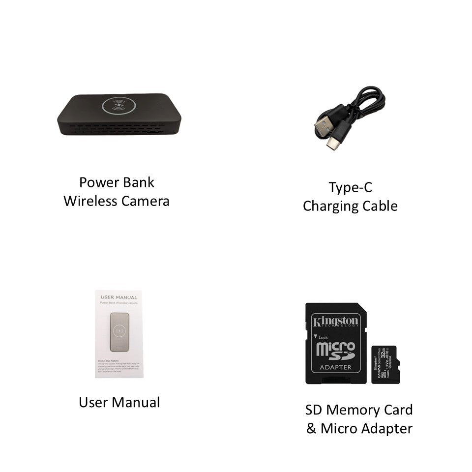 Portable Power Bank Wireless Charger Camera – Hidden Camera with Night Vision & Local Storage