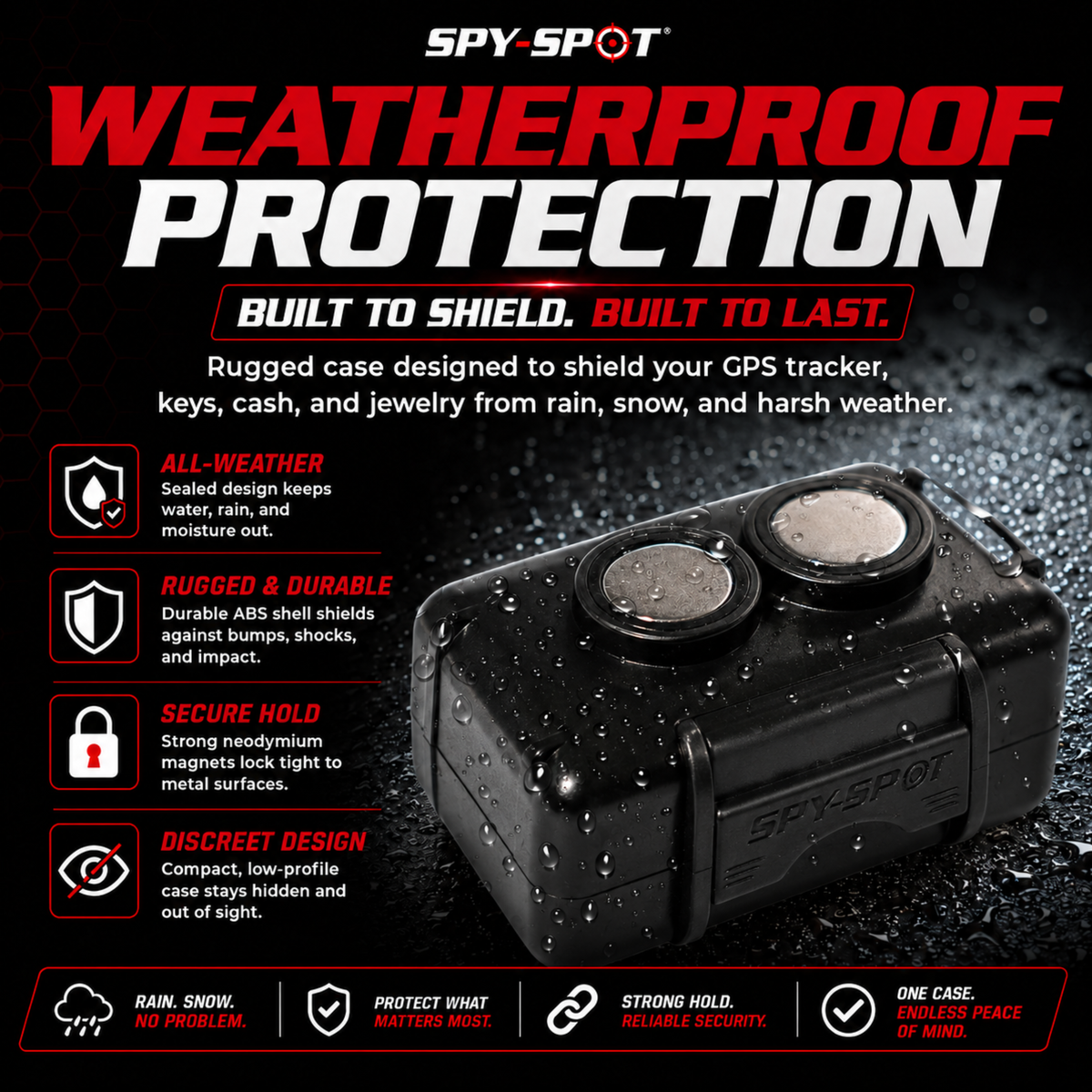 Small Magnetic GPS Tracker Case - Weatherproof Mount Box