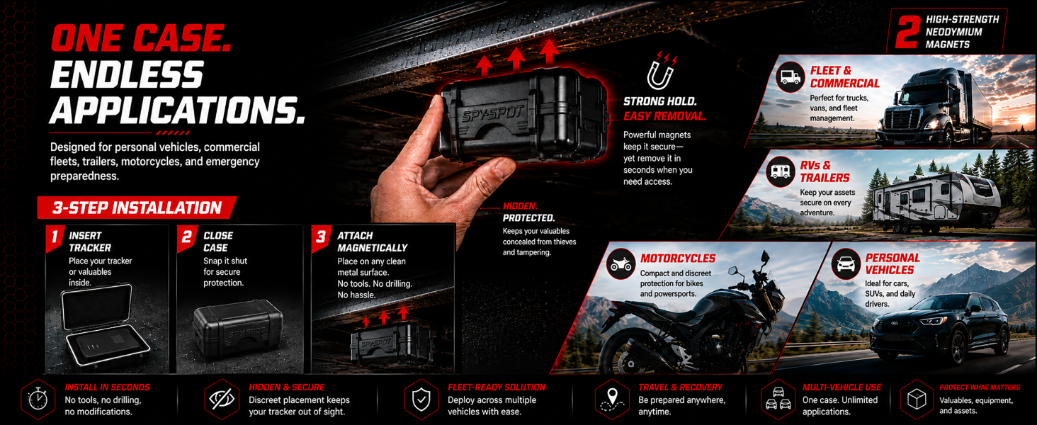 Small Magnetic GPS Tracker Case - Weatherproof Mount Box