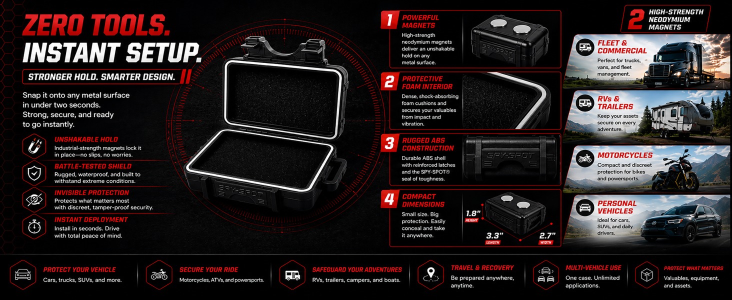 Small Magnetic GPS Tracker Case - Weatherproof Mount Box