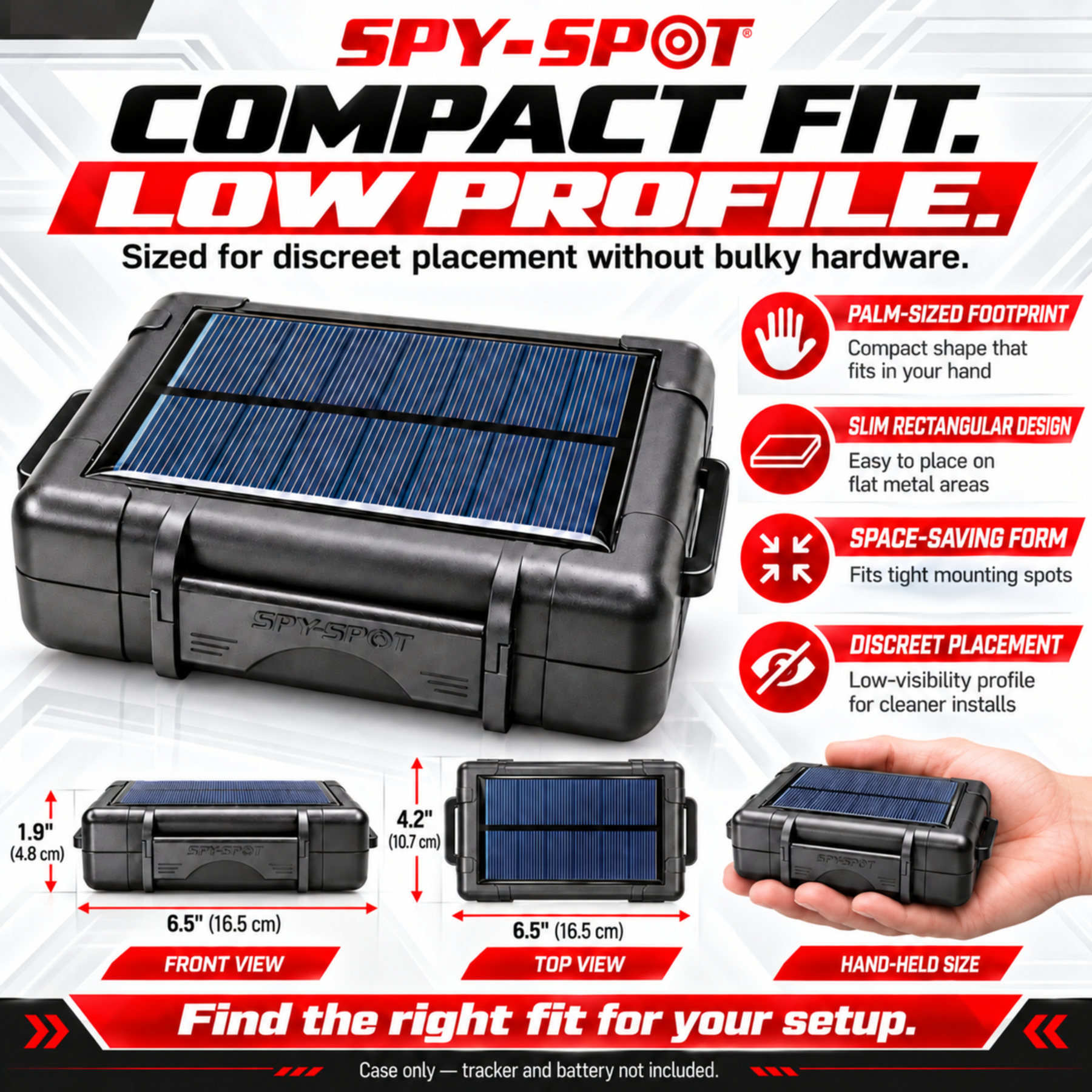 Solar GPS Tracker Case - Magnetic Mount, 6-Month Battery Life
