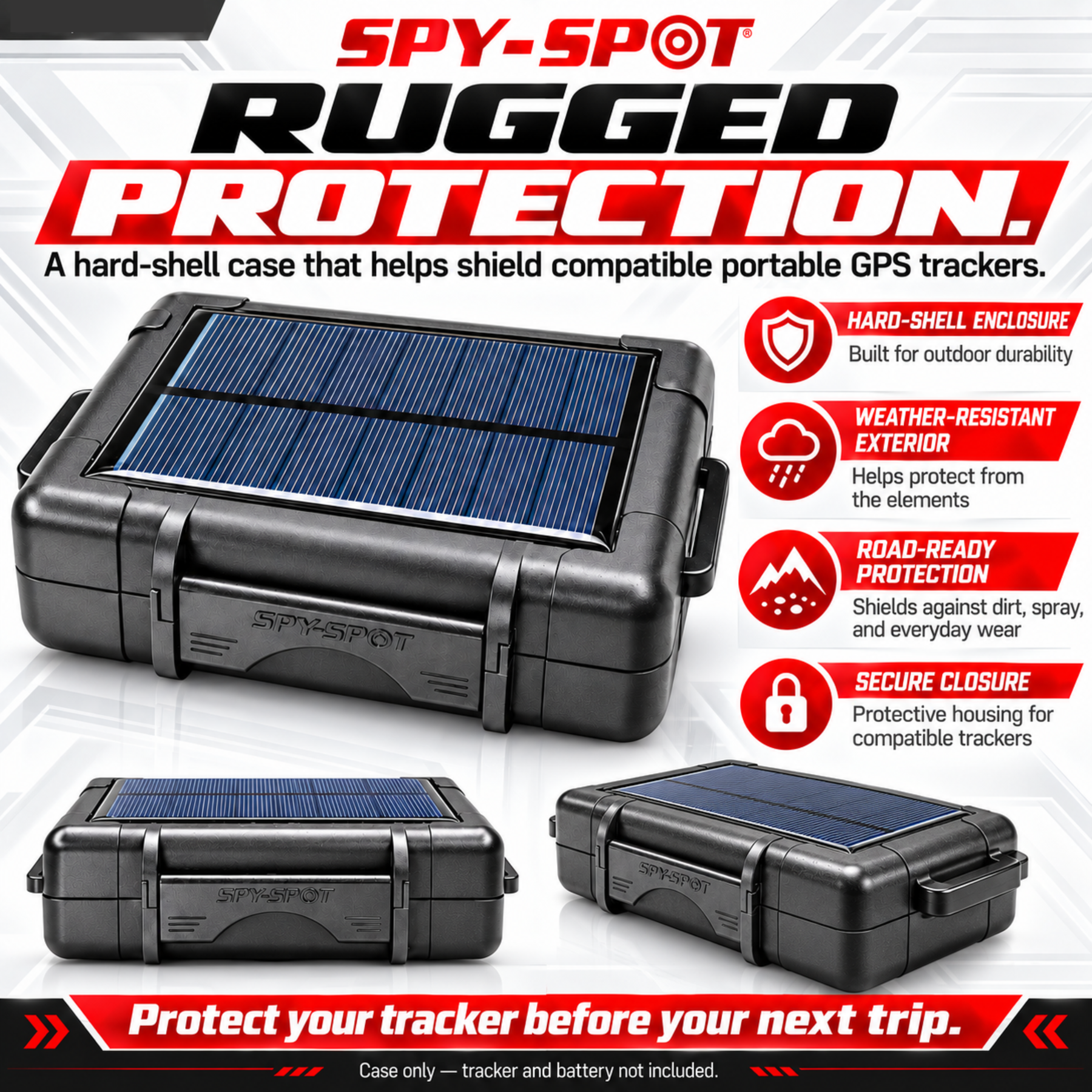 Solar GPS Tracker Case - Magnetic Mount, 6-Month Battery Life