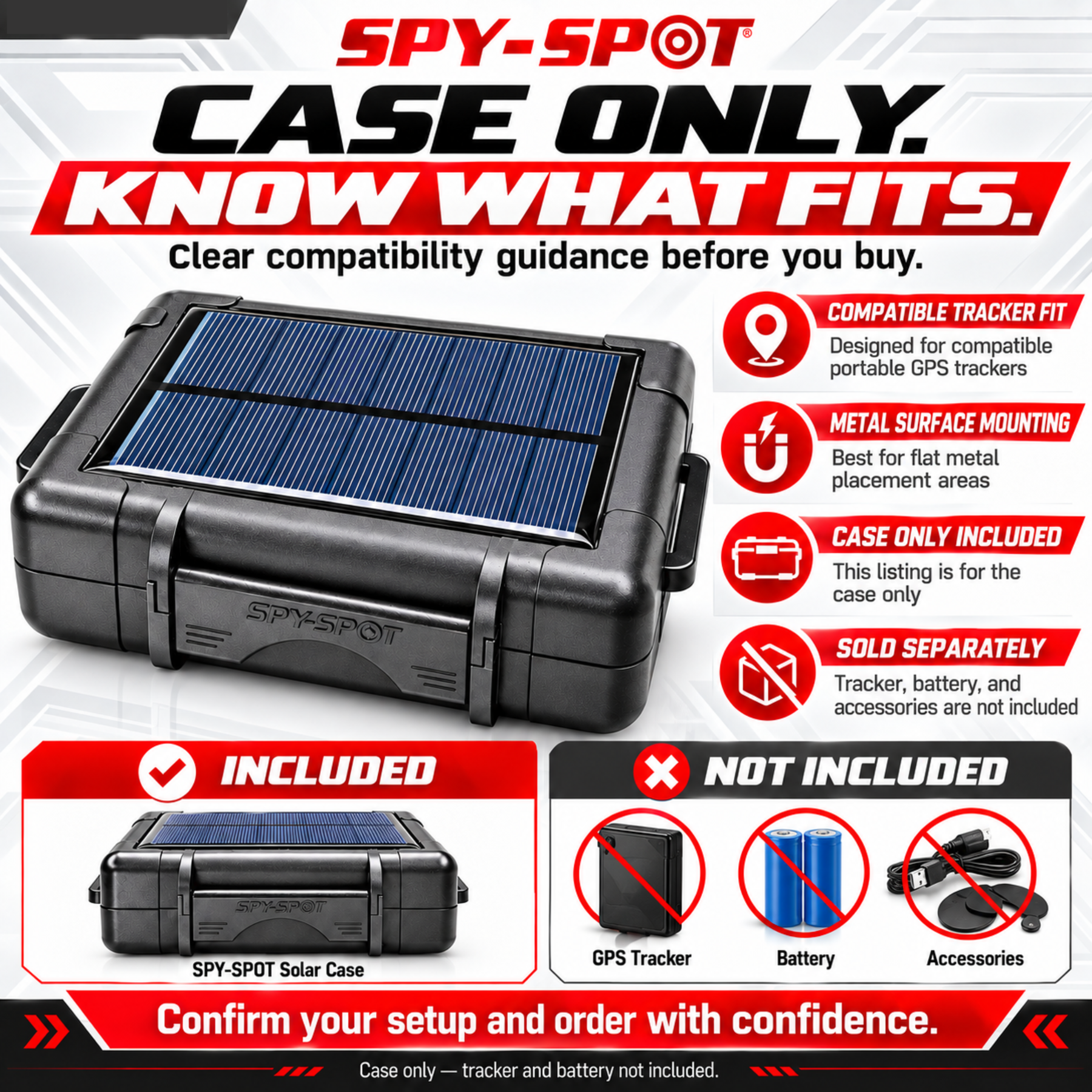 Solar GPS Tracker Case - Magnetic Mount, 6-Month Battery Life
