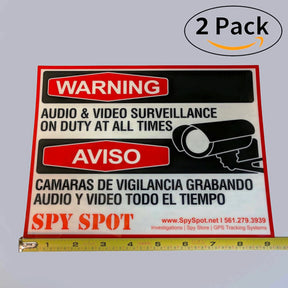 Surveillance Warning Stickers - Weatherproof Vinyl CCTV Decals - Pack of 2