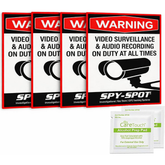 Surveillance Warning Stickers 4 Pack - Weatherproof Vinyl Decals
