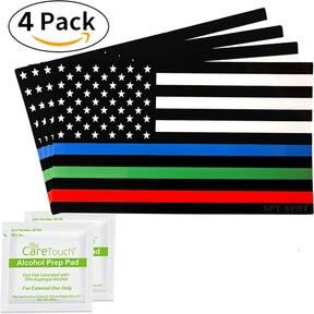 Thin Blue Green Red Line Decals Pack of 4 - 4" x 2.5" Vinyl Stickers