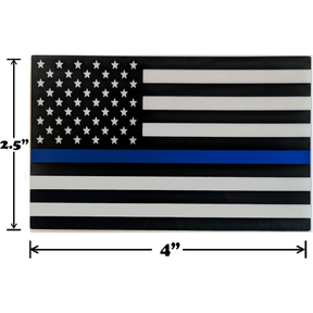 Thin Blue Line Decals Pack of 4 - 4" x 2.5" Vinyl Police Support Stickers