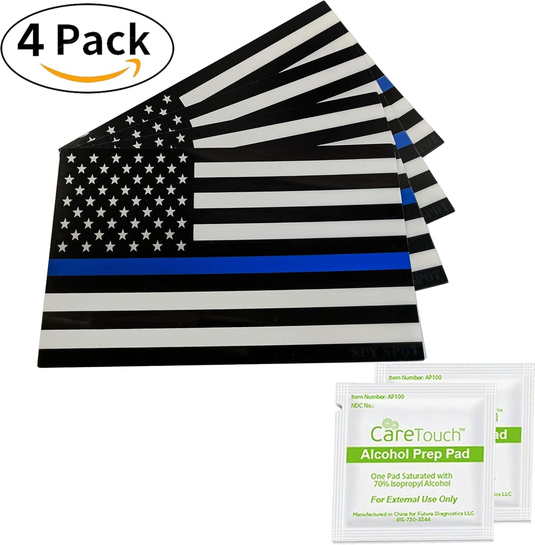 Thin Blue Line Decals Pack of 4 - 4" x 2.5" Vinyl Police Support Stickers