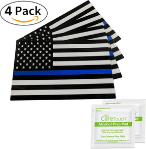 Thin Blue Line Decals Pack of 4 - 4" x 2.5" Vinyl Police Support Stickers