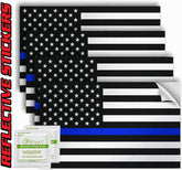 Thin Blue Line Decals Pack of 4 - 4" x 2.5" Vinyl Police Support Stickers