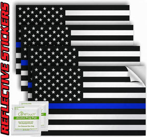 Thin Blue Line Decals Pack of 4 - 4" x 2.5" Vinyl Police Support Stickers
