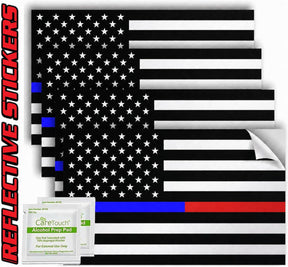 Thin Blue Red Line Decals Pack of 4 - 4" x 2.5" Vinyl Stickers