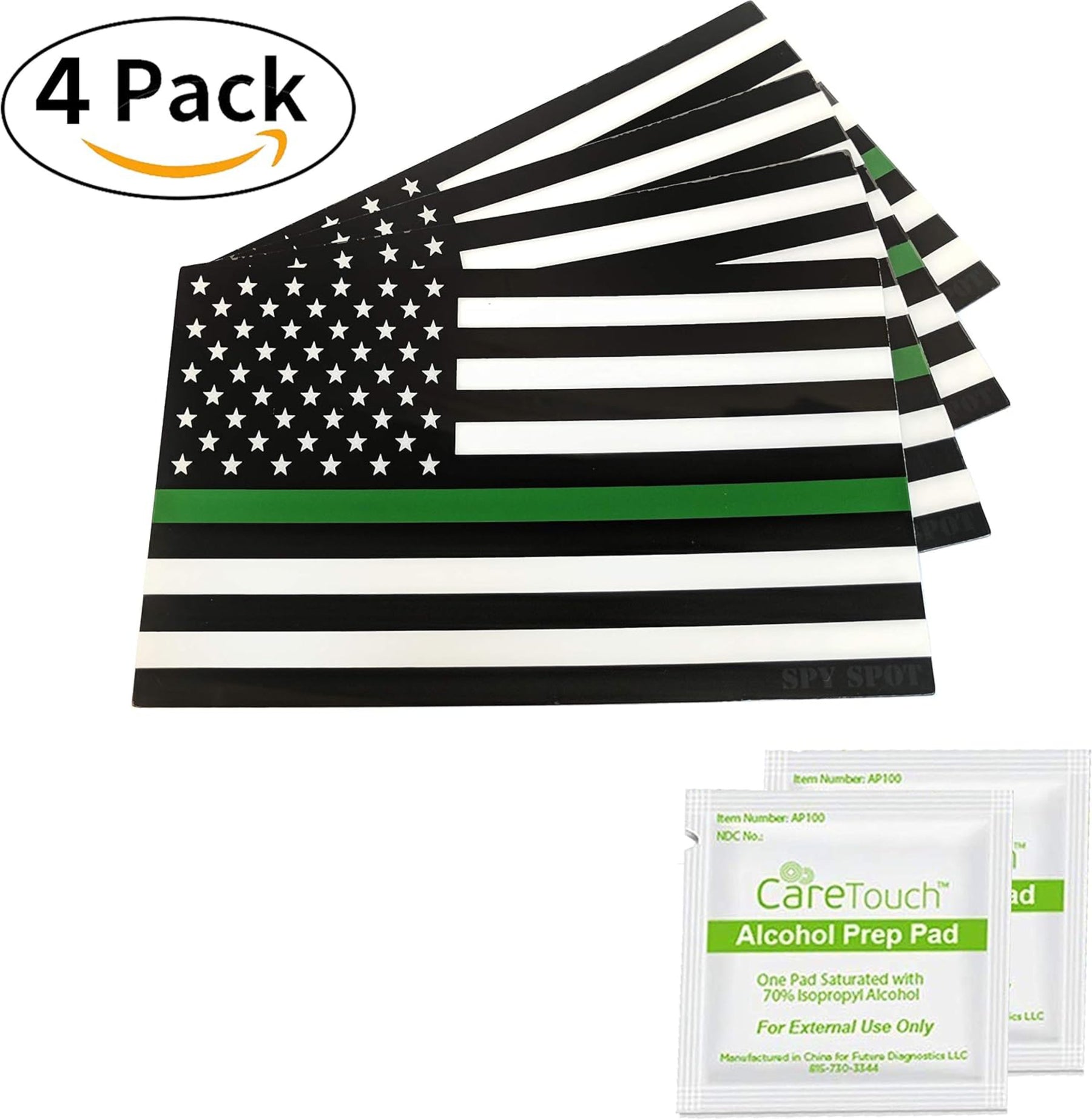 Thin Green Line Decal Pack of 4 - 4" x 2.5" Vinyl Military Support Stickers