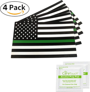 Thin Green Line Decal Pack of 4 - 4" x 2.5" Vinyl Military Support Stickers