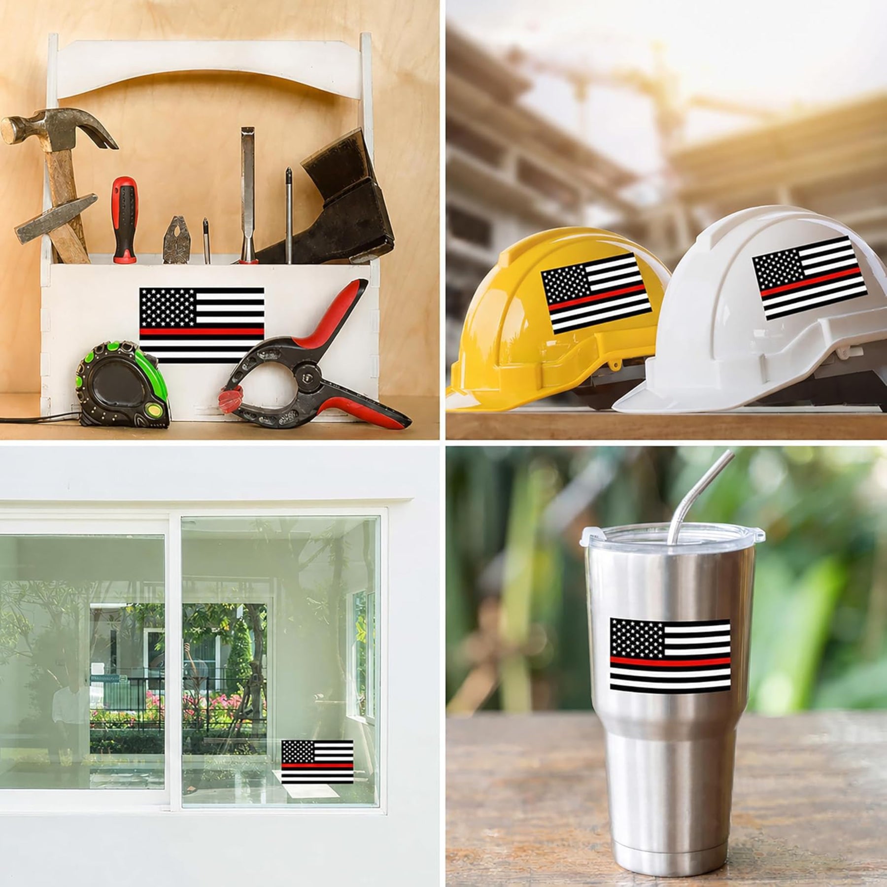 Thin Red Line Decals Pack of 4 - 4" x 2.5" Vinyl First Responders Stickers
