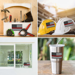 Thin Red Line Decals Pack of 4 - 4" x 2.5" Vinyl First Responders Stickers
