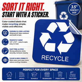 Trash Compost Recycle Vinyl Decal Stickers, 3.5" x 3.5", Pack of 4