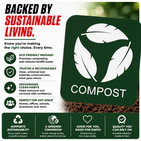 Trash Compost Recycle Vinyl Decal Stickers, 3.5" x 3.5", Pack of 4