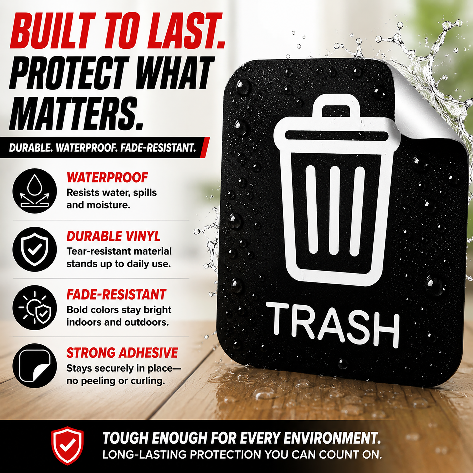 Trash Compost Recycle Vinyl Decal Stickers, 3.5" x 3.5", Pack of 4