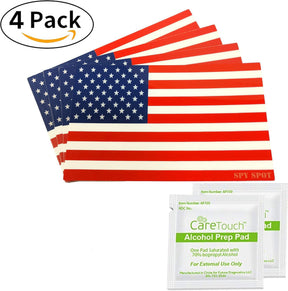 USA Flag Stickers Pack of 4 - 4" x 2.5" Vinyl Reflective Patriotic Decals