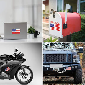 USA Flag Stickers Pack of 4 - 4" x 2.5" Vinyl Reflective Patriotic Decals