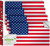USA Flag Stickers Pack of 4 - 4" x 2.5" Vinyl Reflective Patriotic Decals