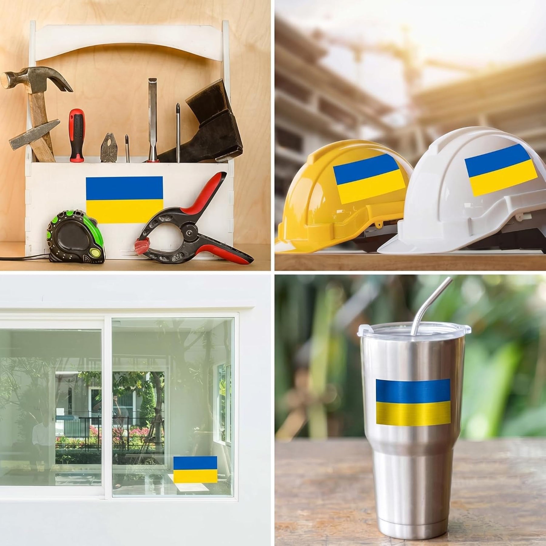 Ukraine Flag Stickers 4" x 2.5" Vinyl Decals, Pack of 4